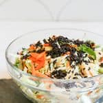 accompaniment salad in a glass bowl with cabbage