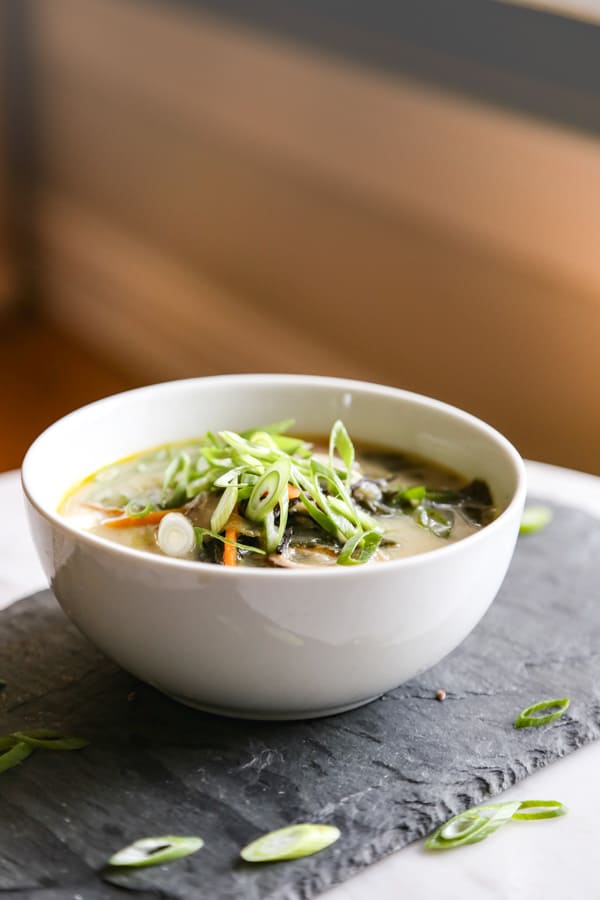 Homemade Miso Soup in a white bowl