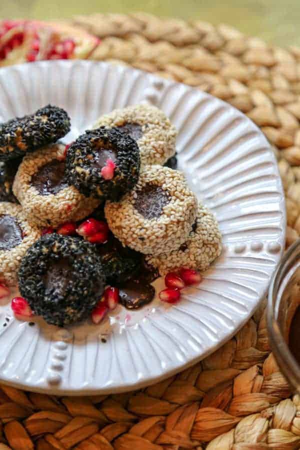 vegan tahini cookies on a plate