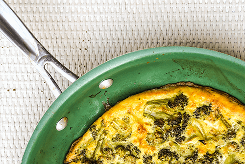 Broccoli And Celery Frittata With A Warm Salad