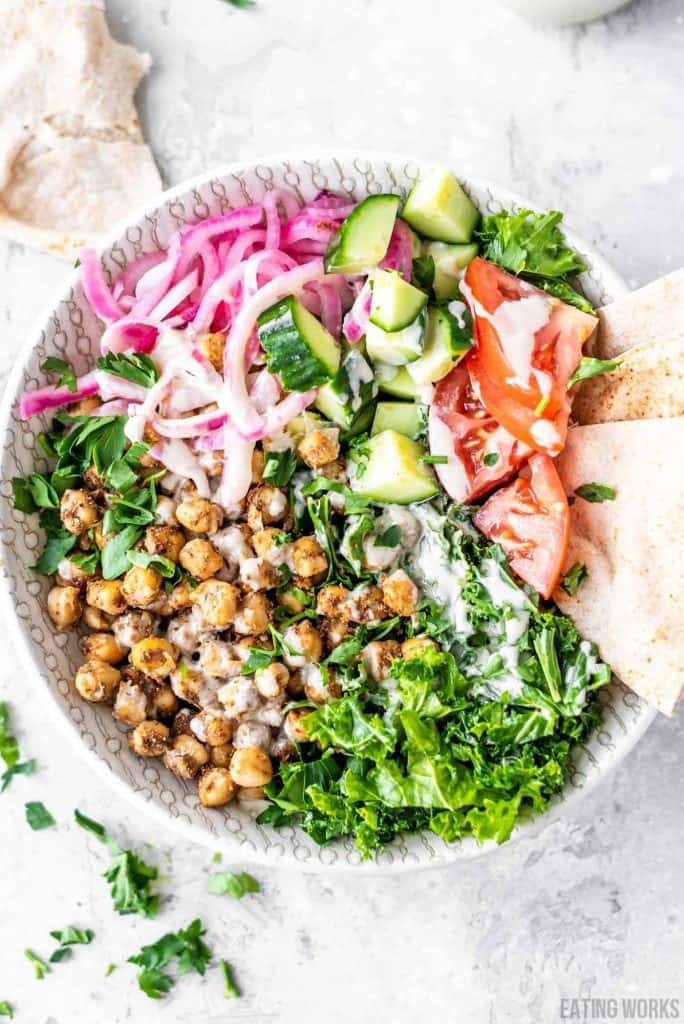 Grain-free vegan dinner recipe chickpea shawarma salad by running on real food 