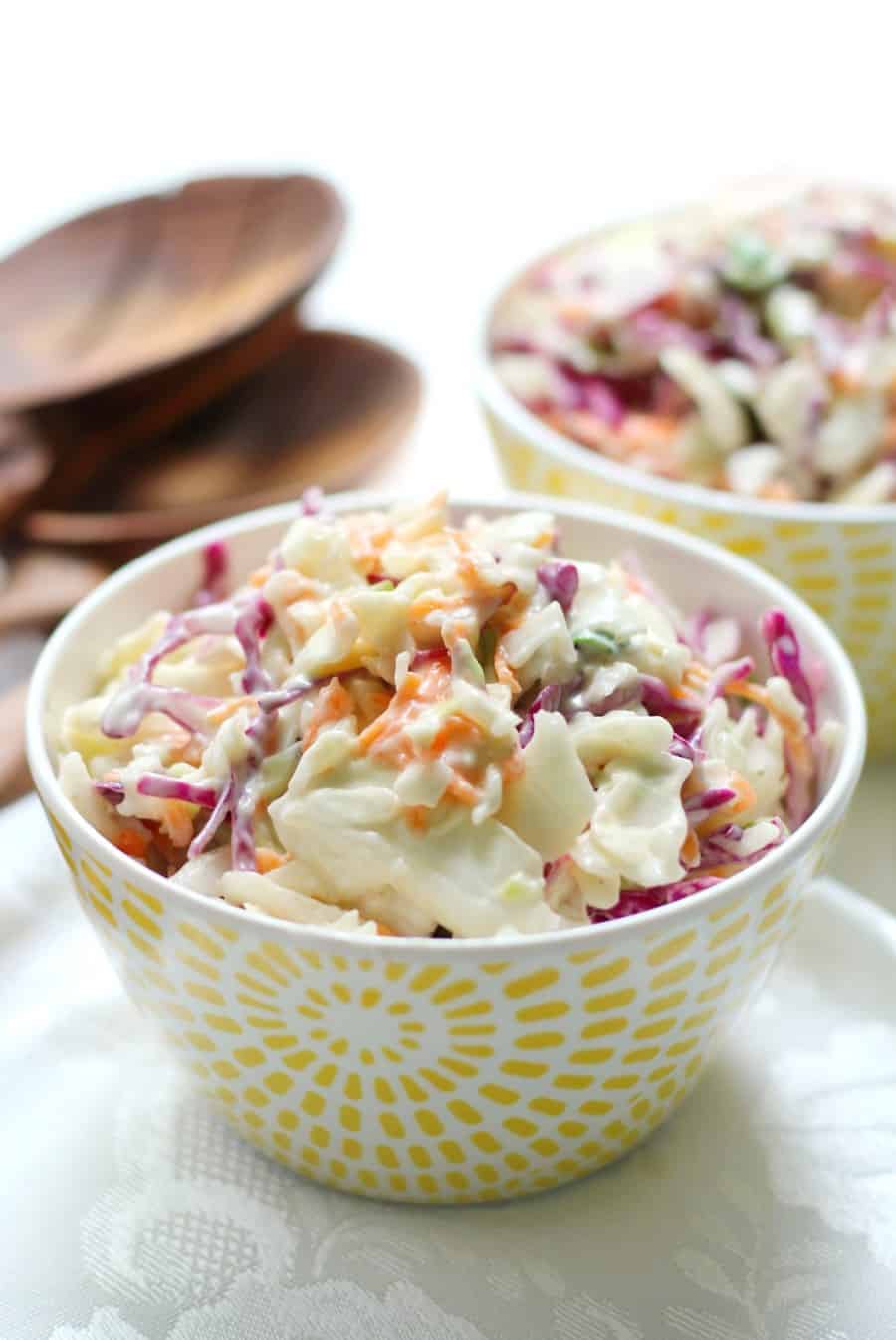 bowl of vegan coleslaw