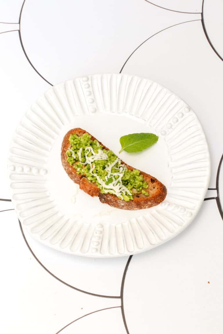 Vegan Pea Pesto Crostini with Mint