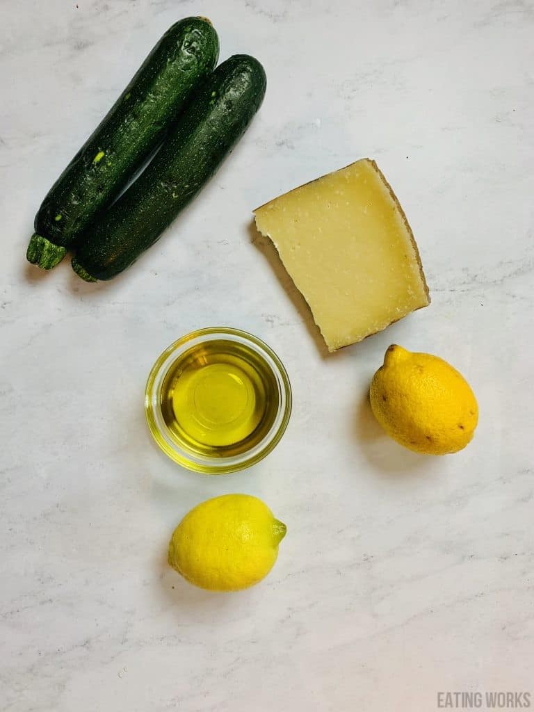 zucchini carpaccio ingredients, zucchini cheese lemon and olive oil