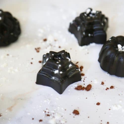 picture of chocolate bon bons with powdered sugar and cocoa powder