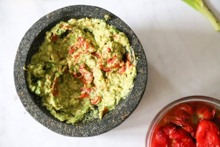 Healthy Guacamole with Roasted Peppers and Cumin