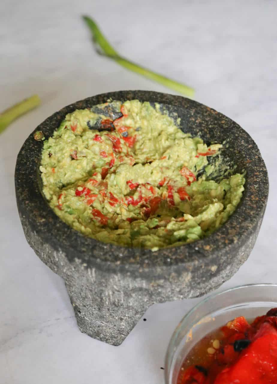 healthy guacamole, Healthy Guacamole with Roasted Peppers and Cumin