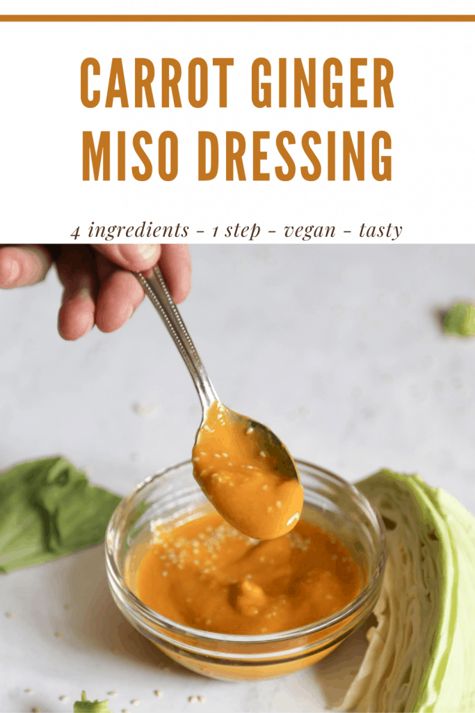 bowl of carrot ginger miso dressing for cabbage and carrot salad