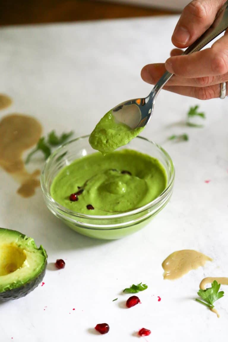 Spicy Green Tahini Sauce (Vegan + Gluten Free)