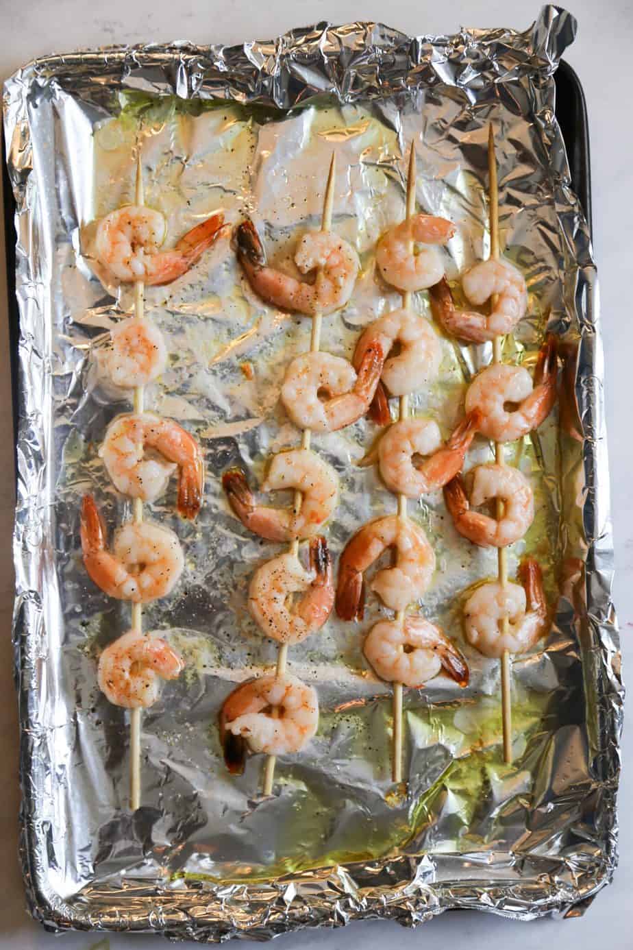 Baked Shrimp Skewers with Vegan Aji Verde Sauce (Gluten Free & Paleo)