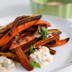 rainbow roasted carrots on a plate