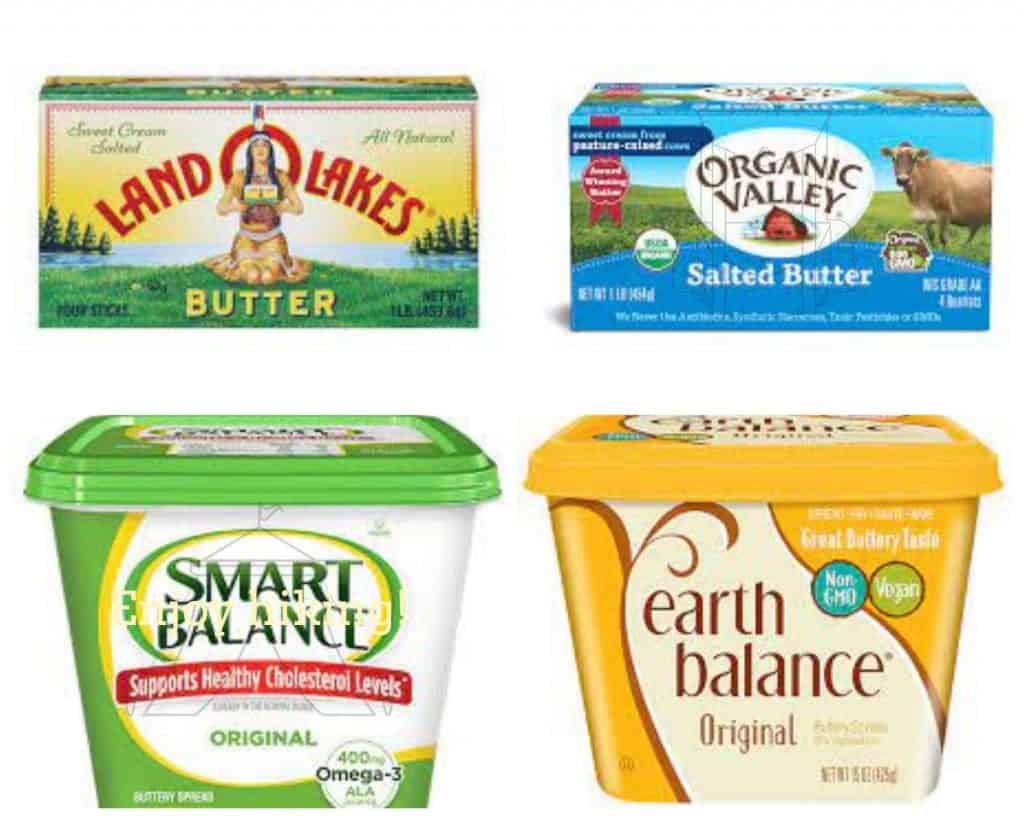 certified gluten free butter brands land o lakes, organic valley salted butter, smart balance, earth balance 