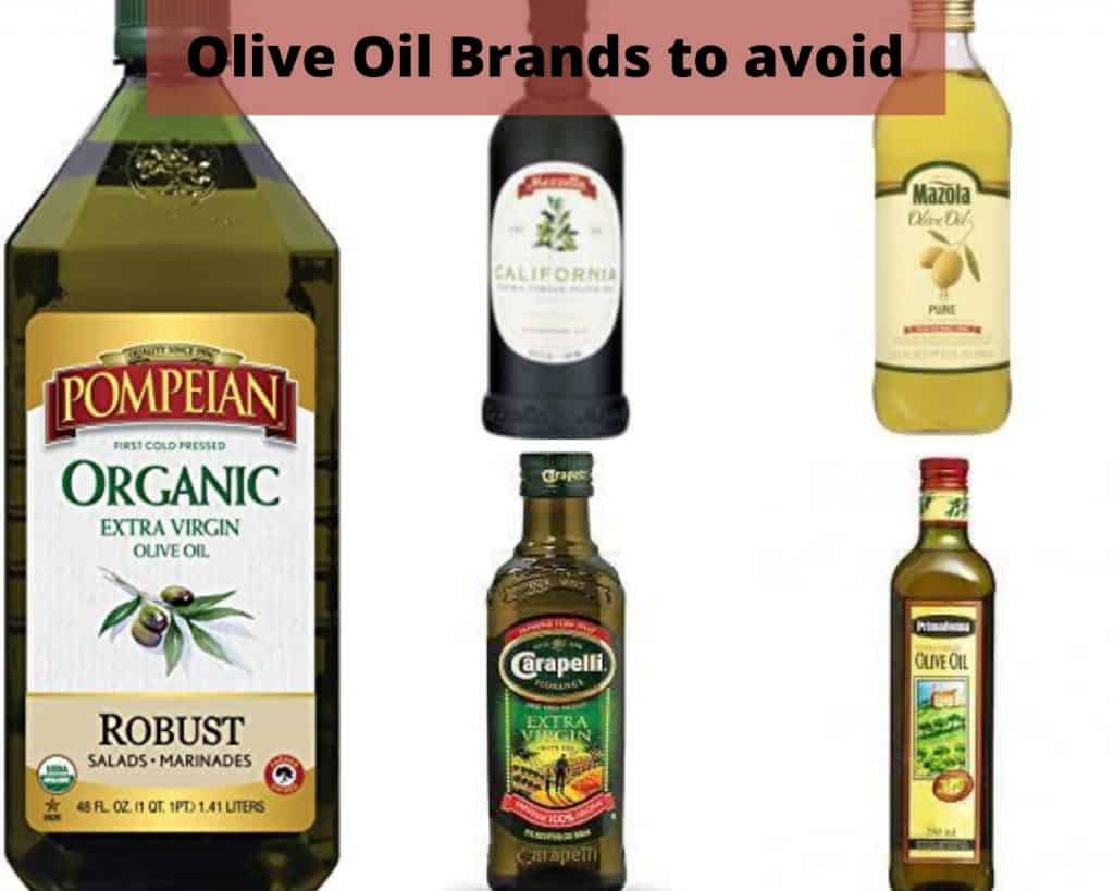 photo of olive oil brands to avoid including Pompeian, caravelle, premadonna, mazola, mezzetta