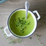 A bowl of vegan pea soup