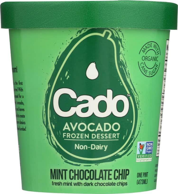 pint of cado mint chocolate chip cado ice cream ingredients 