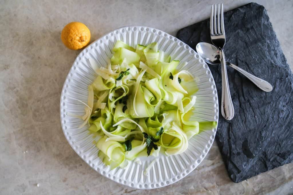 zucchini carpaccio, Shaved Courgette Salad (Gluten Free & Keto)