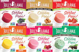 six boxes of jolly llama vegan popsicle flavors