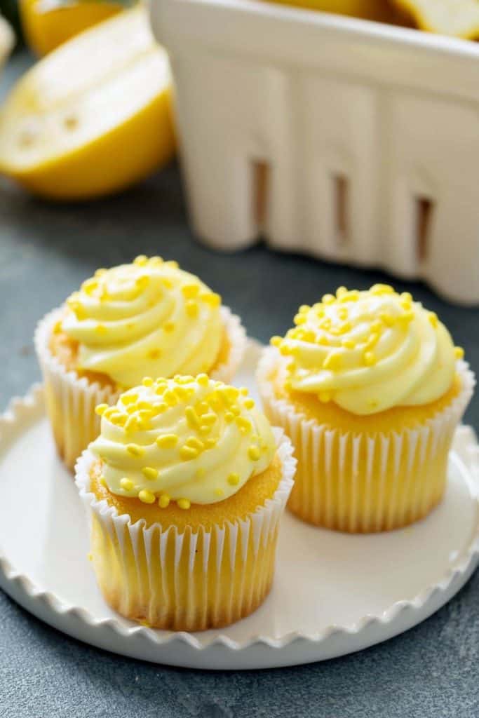 gluten free lemon cupcake with lemonade icing. 