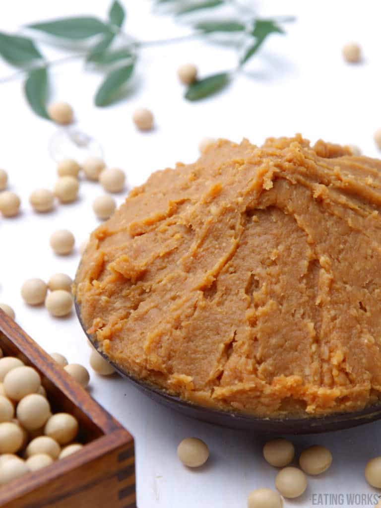 mound of miso paste with soy beans