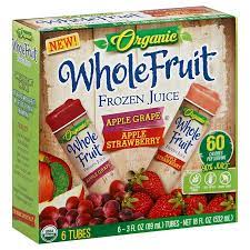 box of organic whole fruit frozen juice vegan popsicles