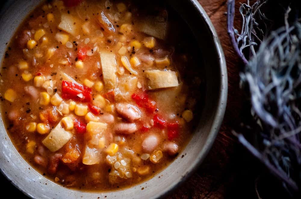 gluten free three sisters soup in a bowl