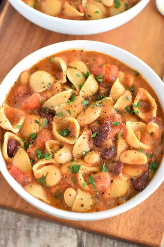 pasta e fagioli soup in a bowl 