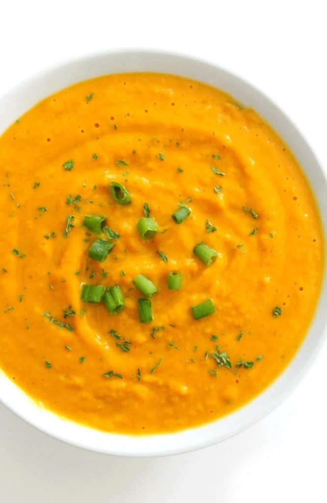 gluten free curried pumpkin soup with scallions