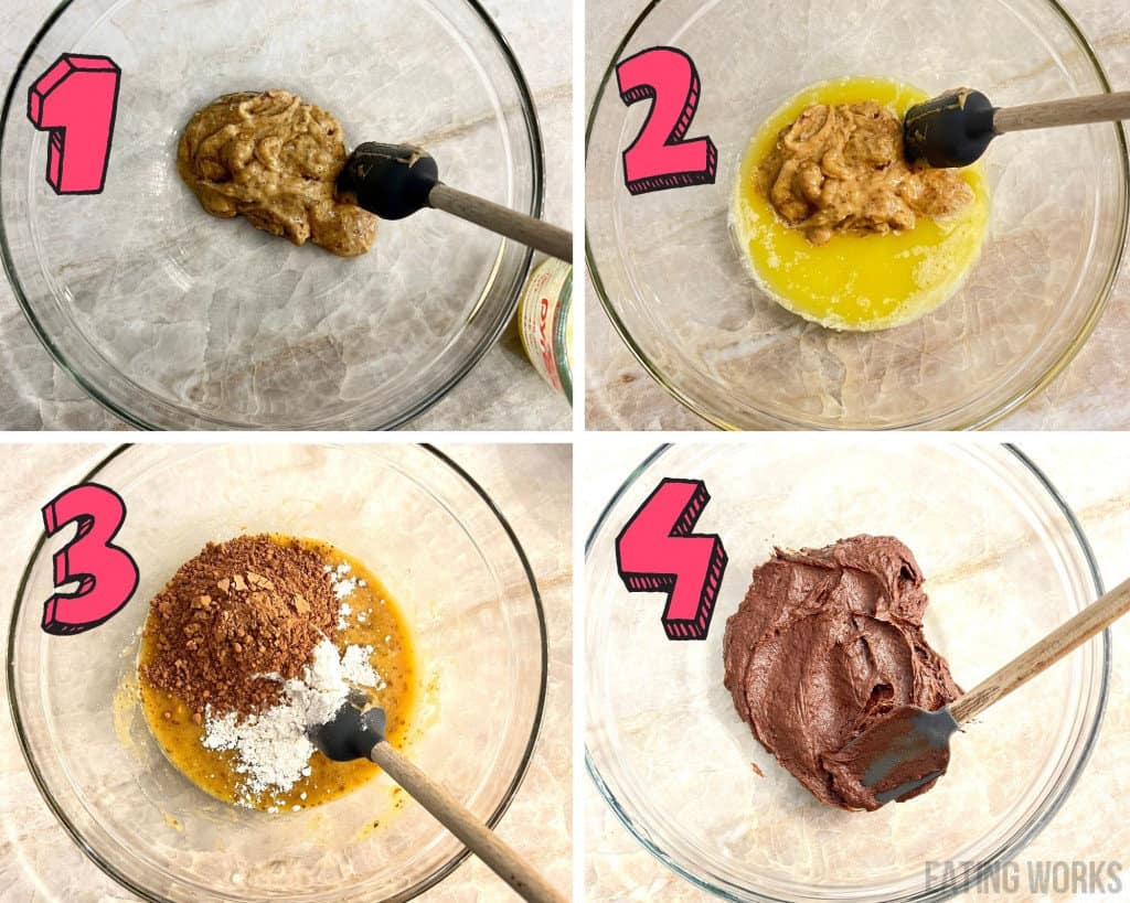 process photos showing how to make a chocolate bento cake