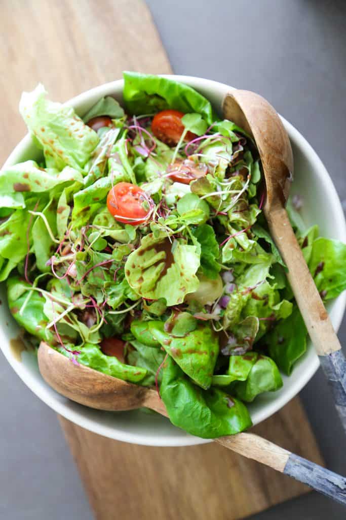 creamy balsamic dressing in a salad 