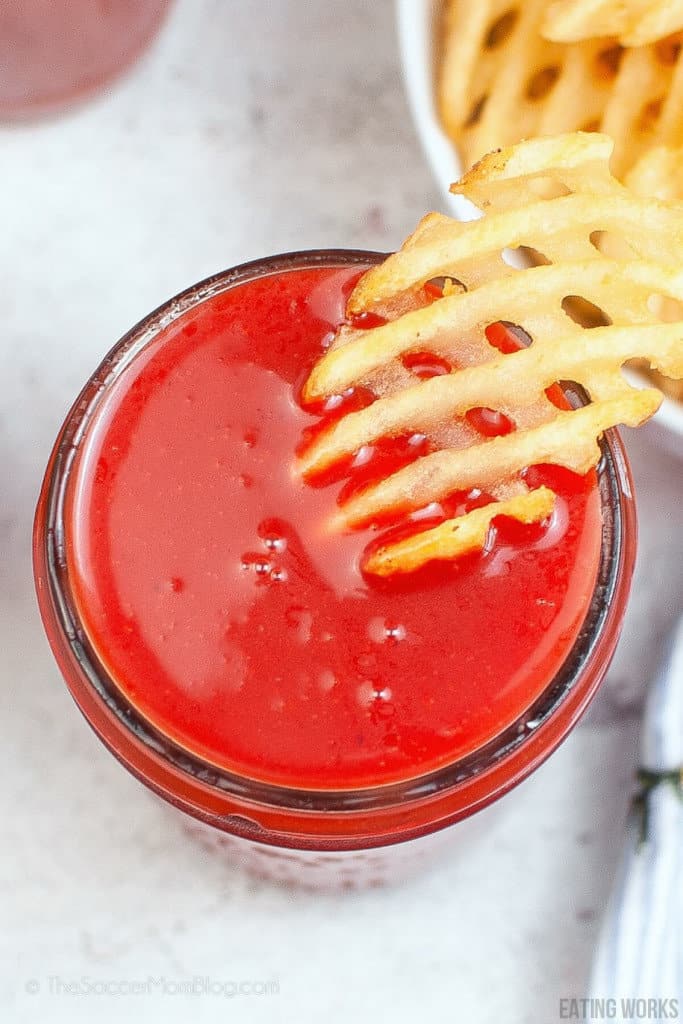 copycat chick-fil-a polynésien sauce with a waffle fry