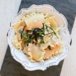 bow of pasta with vegan white sauce