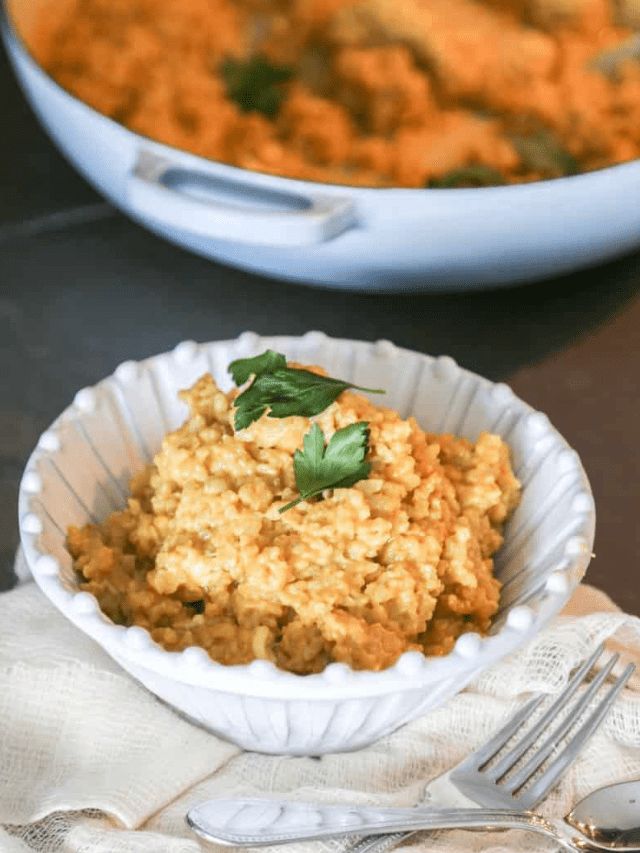 gluten free risotto gorgonzola in a bowl