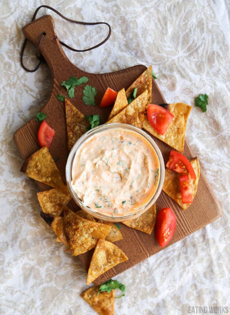 harissa yogurt sauce with tortilla chips