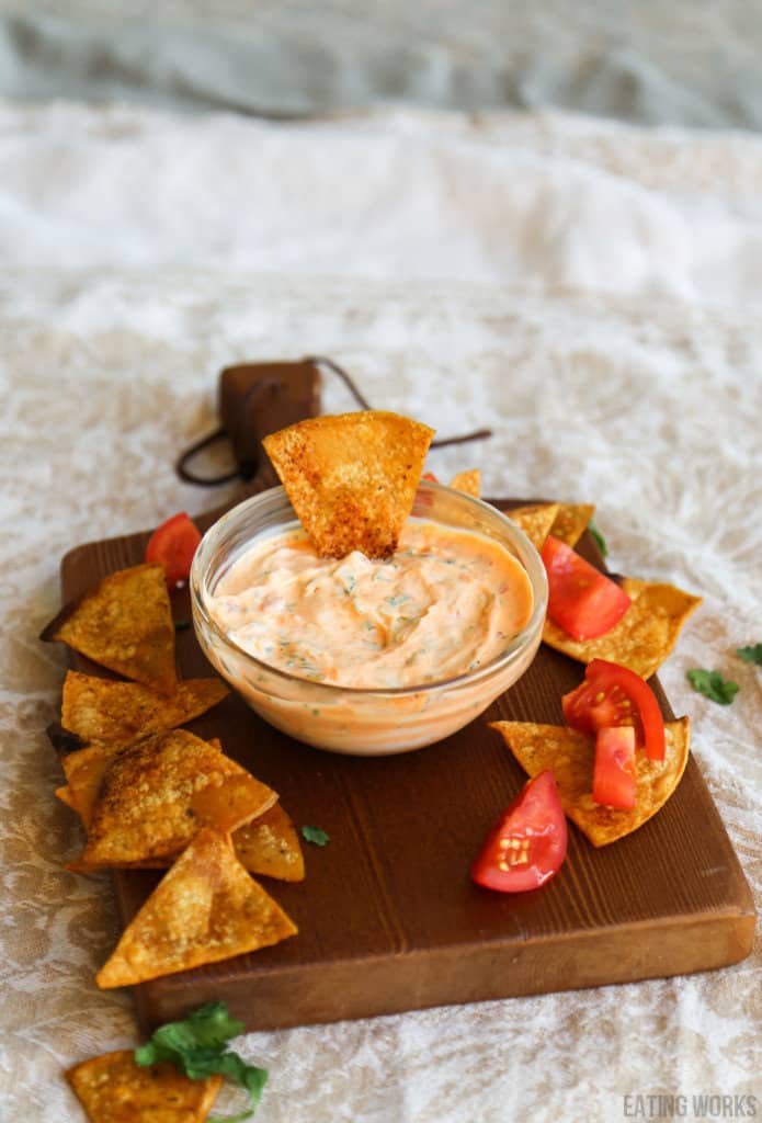 harissa yogurt sauce with tortilla chips