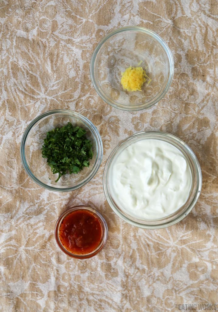 ingredients for harissa yogurt dip