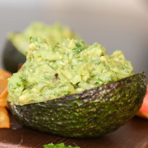 keto guacamole in an avocado