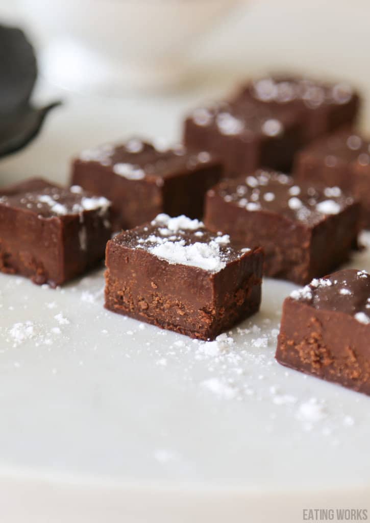 Japanese nama chocolate with powdered sugar