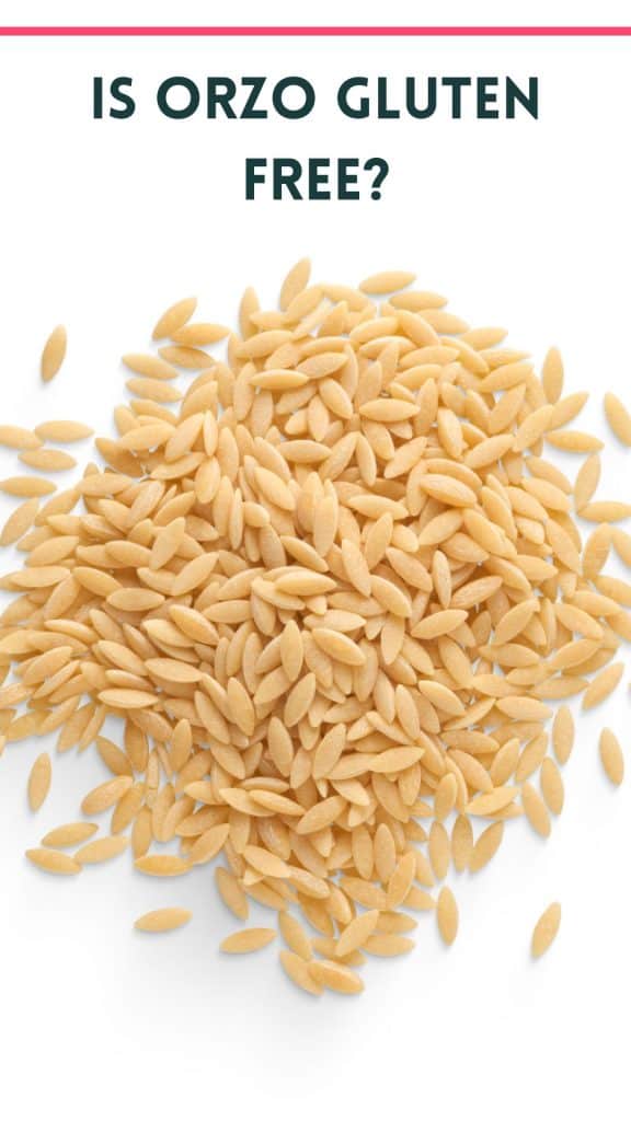 photo of raw orzo with text that says is orzo gluten free