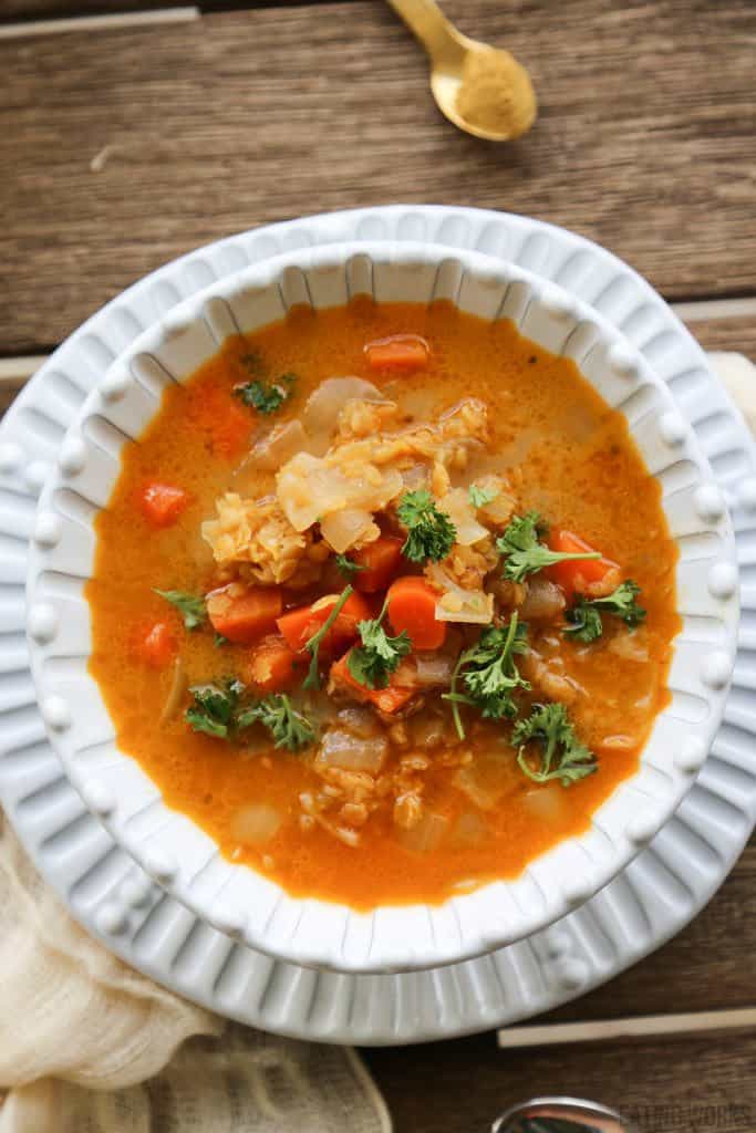 bowl of moroccan red lentil soup