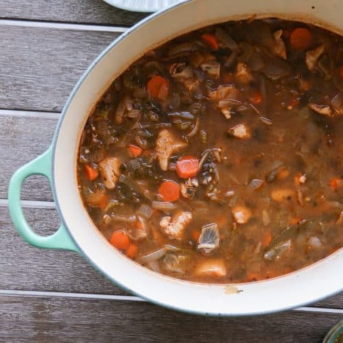 big pot of chicken lentil soup recipe
