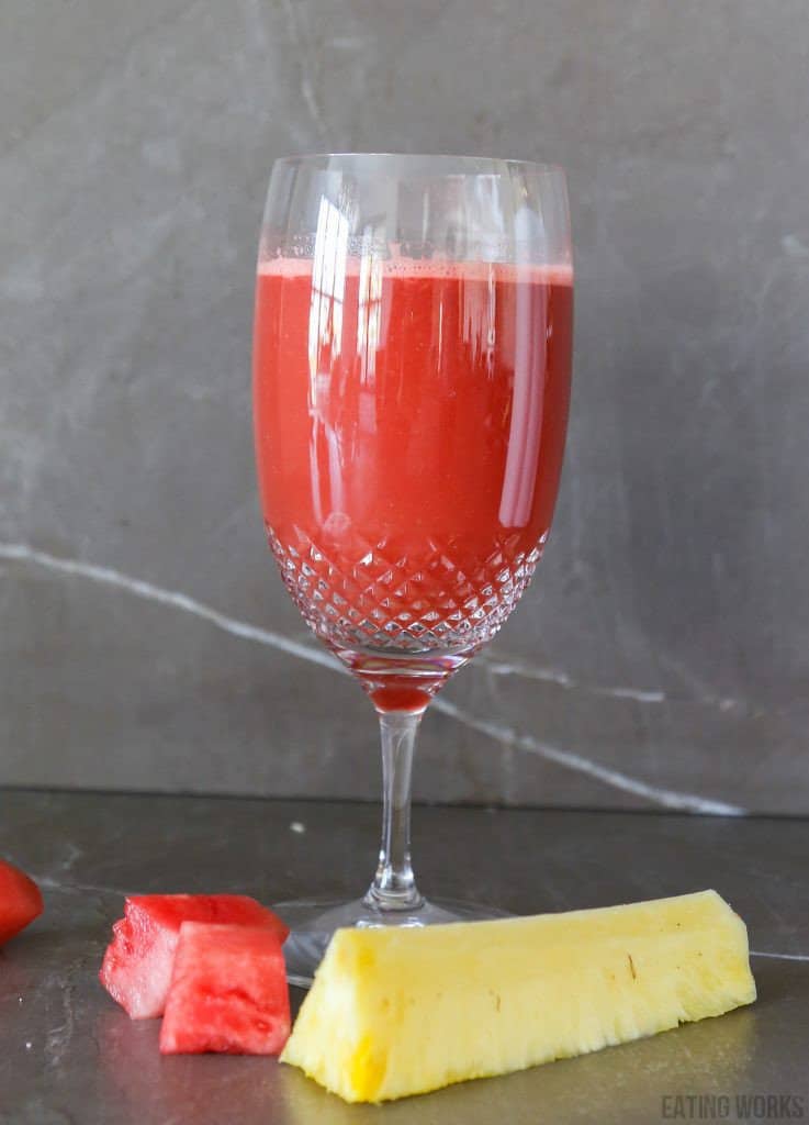 watermelon pineapple juice in a glass