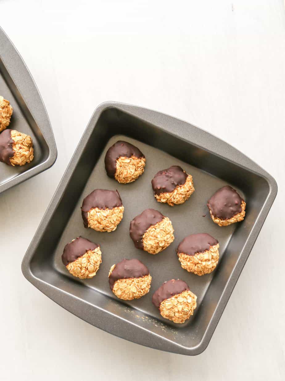 Chocolate dipped no bake pumpkin cookies