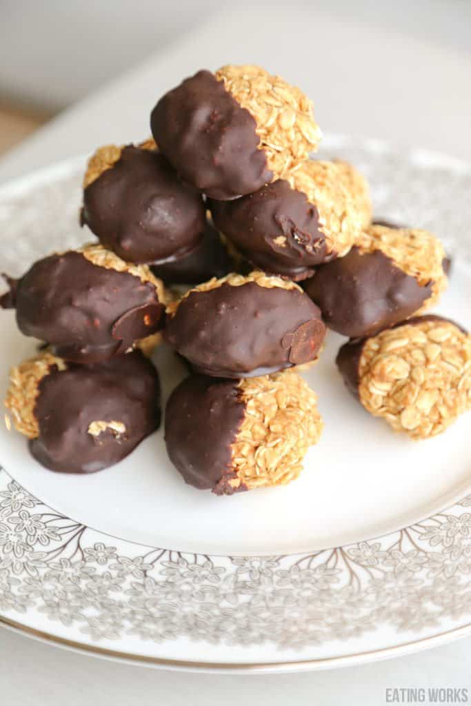 plate full of no bake pumpkin cookies 