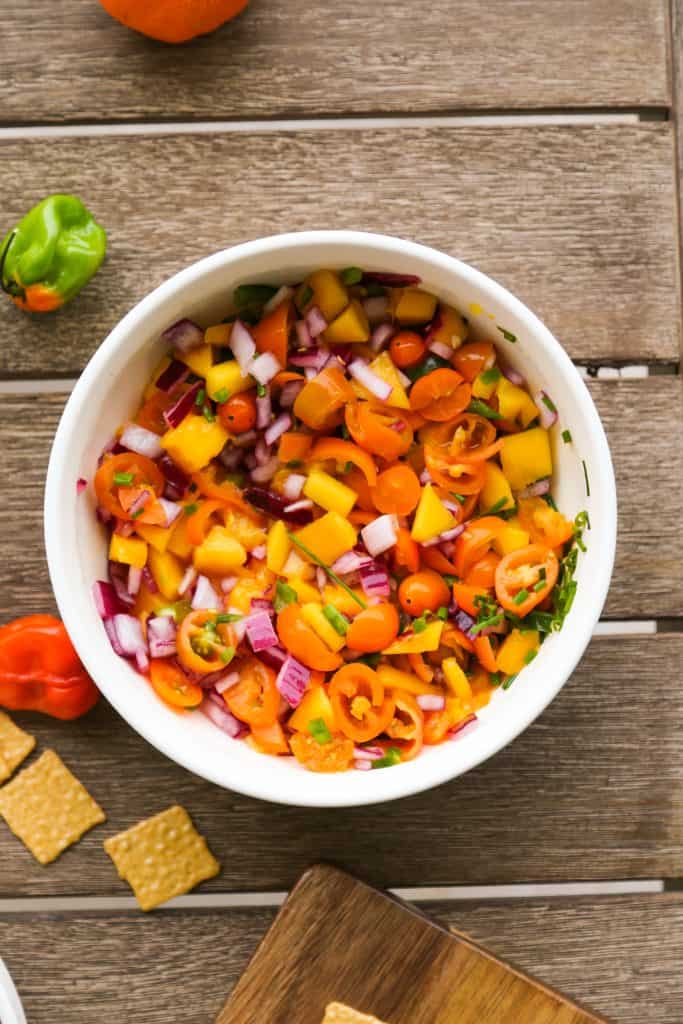 mango pico de gallo in a bowl