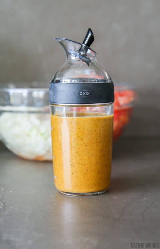 honey lime dressing in a salad container