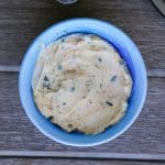 Mediterranean compound butter in a blue dish