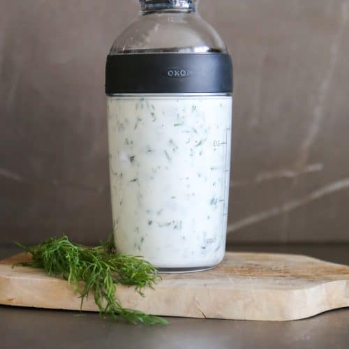 lemon dill dressing in a container