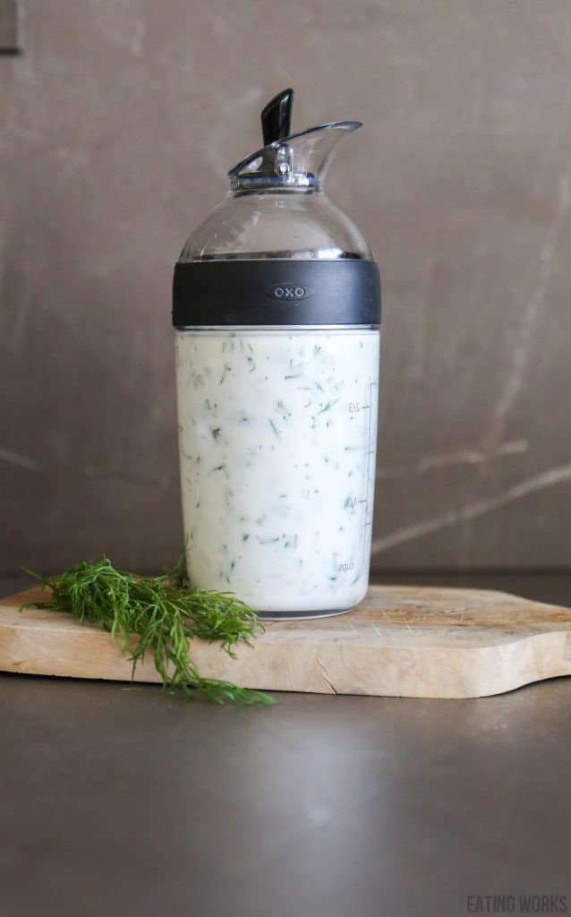 lemon dill dressing in a container