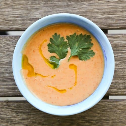 chipotle southwest sauce in a bowl garnished with cilantro