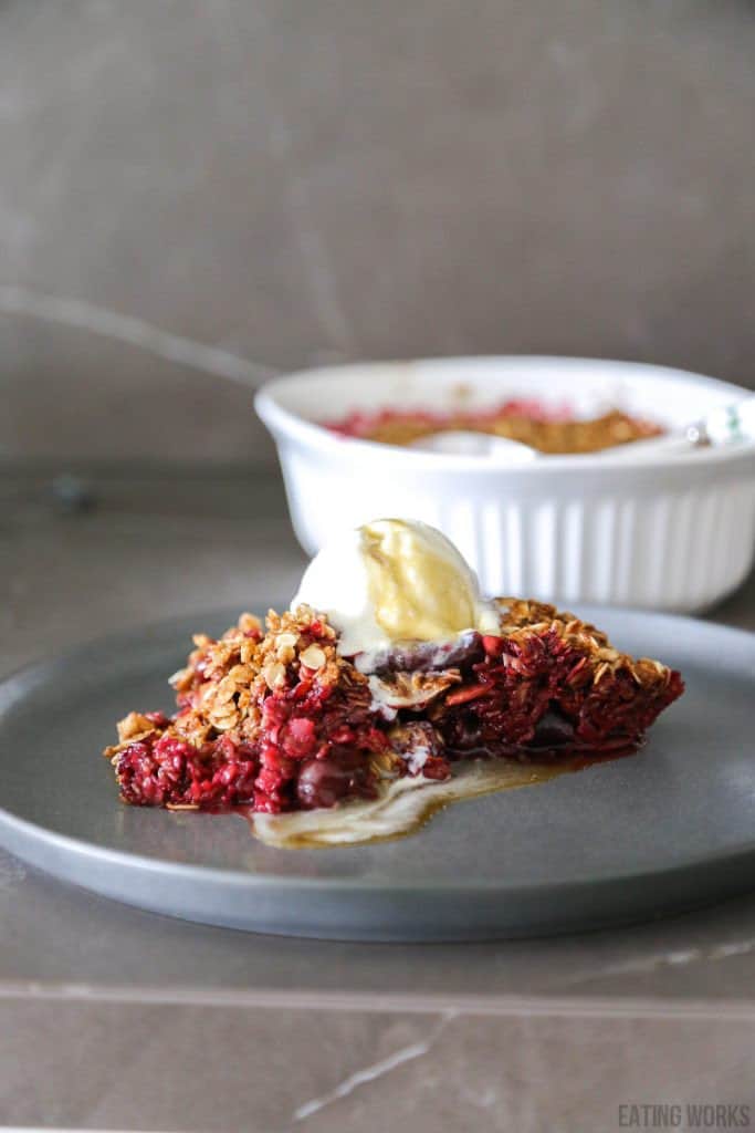 apple and berry cobbler with ice cream